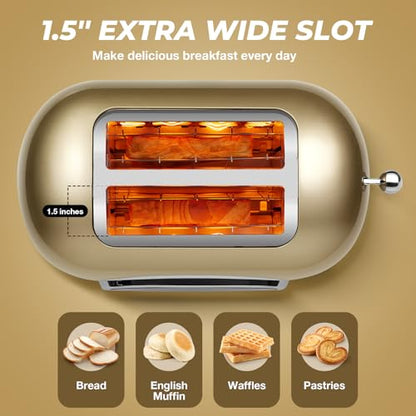 Roter Mond Toaster 2 Slice Touchscreen Stainless Steel, Gold - color: Gold