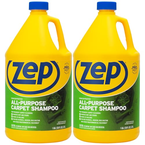 Zep All-Purpose Carpet Shampoo Concentrate Cleaner - 1 Gallon - ZUCEC128 - Professional Formula Removes Dirt and Stains (Pack of 2) - size: 128 Fl Oz (Pack of 2)