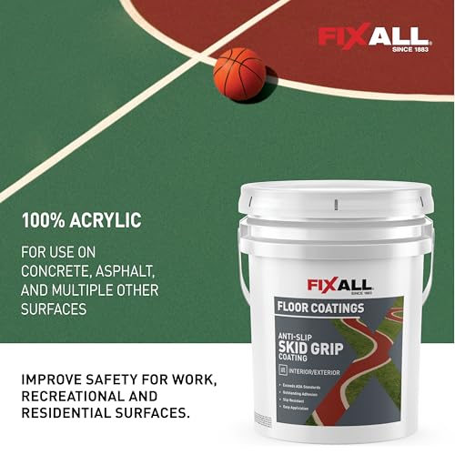 FIXALL Skid Grip Anti-Slip Coating, 5 Gallons, Slate, Exceeds ADA Standards, Ideal for Safety Areas, Slip-Resistant Pavement, Cement & Concrete Paint - color: Slate, size: 640 Fl Oz (Pack of 1)