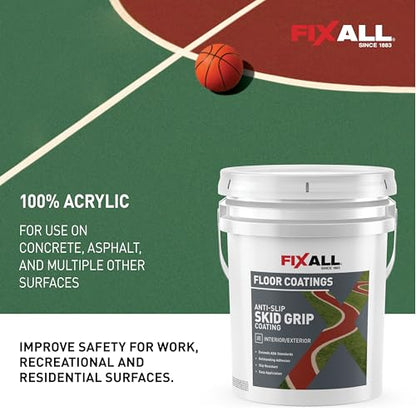 FIXALL Skid Grip Anti-Slip Coating, 5 Gallons, Slate, Exceeds ADA Standards, Ideal for Safety Areas, Slip-Resistant Pavement, Cement & Concrete Paint - color: Slate, size: 640 Fl Oz (Pack of 1)