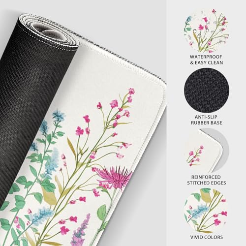 Wildflower Garden Large Desk Mat Gaming Mouse Pad 31.5"x15.7" - color: Floral Garden
