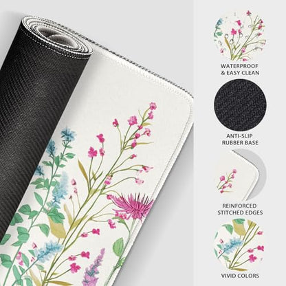 Wildflower Garden Large Desk Mat Gaming Mouse Pad 31.5"x15.7" - color: Floral Garden