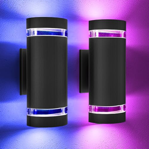 Up and Down Outdoor Wall Lights, Smart Exterior Lighting Fixtures - color: Semi 2 Pack