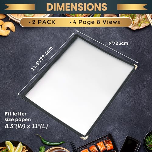 Menu Covers 8.5 x 11 Inch, 2 Pack (4 Page 8 View) - size: 4 page 8 view
