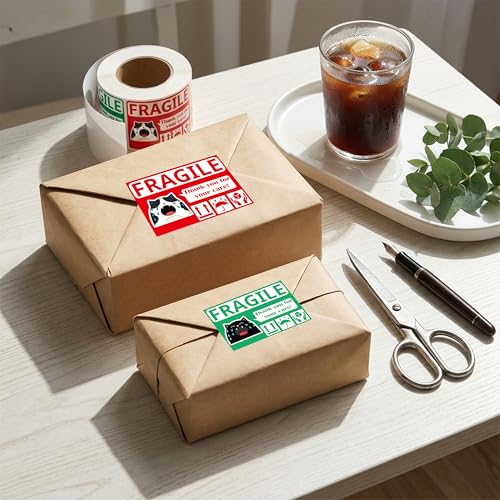 Funny Fragile Stickers for Shipping 3x2 Inch, 500 Pcs Cry Meme Design, Thank You Do Not Drop - Strong Adhesive Warning Labels for Moving Boxes, Packaging, Mailers, Cartons & Fragile Items (1 Roll) - style: Cat Cry Meme