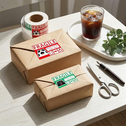 Funny Fragile Stickers for Shipping 3x2 Inch, 500 Pcs Cry Meme Design, Thank You Do Not Drop - Strong Adhesive Warning Labels for Moving Boxes, Packaging, Mailers, Cartons & Fragile Items (1 Roll) - style: Cat Cry Meme