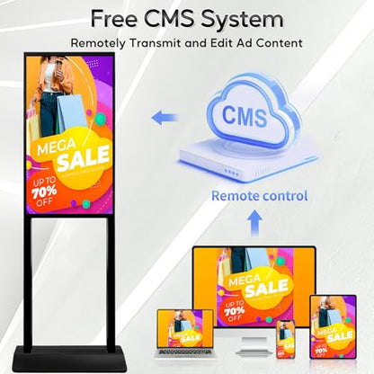 43 Inch Floor Standing Digital Signage 1080 × 1920P Android 14 OS Touchscreen Interactive Kiosk Advertising Display Digital Menu Board for Restaurants/Stores - size: 43 Inch