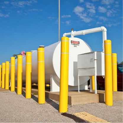 BollardGard 4" x 72" Bollard Cover White - Innoplast (White Black Tape) - color: White Black Tape, size: 4\"x72\"