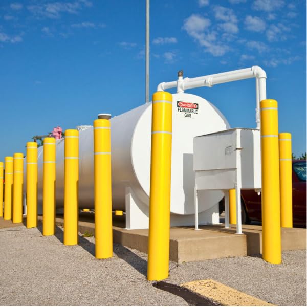 BollardGard 4" x 52" 2-Pack Bollard Cover - Innoplast (White Red Tape) - color: White Red Tape, size: 2-Pack