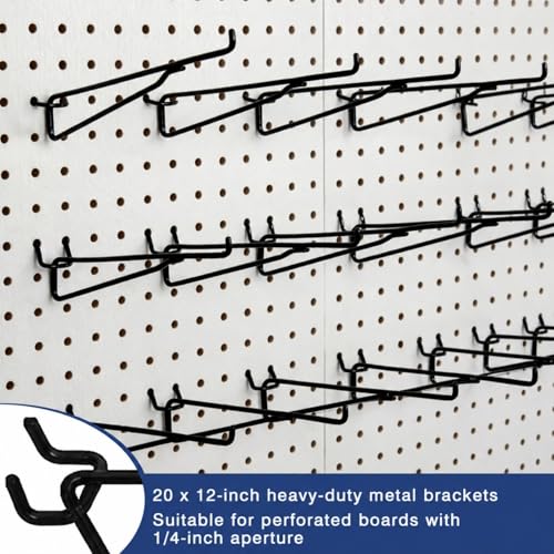 Shimeyao 20 Pcs 12 Inch Pegboard Shelf Brackets, Black - color: Black, size: 12 Inch