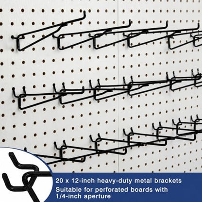 Shimeyao 20 Pcs 12 Inch Pegboard Shelf Brackets, Black - color: Black, size: 12 Inch