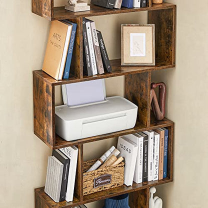 VASAGLE 6-Tier Bookcase, Open Storage, 9.5 x 27.6 x 75 Inches - color: Rustic Brown, style: 6-Tier (27.6"W)