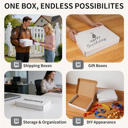 Fishat 13" x 10" x 2" White Corrugated Cardboard Shipping Boxes Set of 25, - size: 13" x 10" x 2"