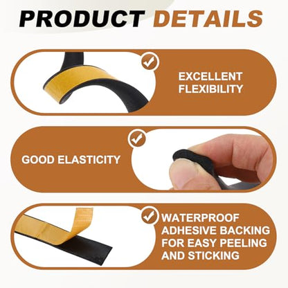 PATIKIL 6.6FT Solid Rubber Weather Stripping, 1-1/6" W x 7/9" H Self Adhesive D Shape EPDM Rubber Seal Strip Gasket for Door Frame Window Insulation RVs Furniture Cabinets, Black - size: 6.6FT x 1 1/6"W x 7/9"H