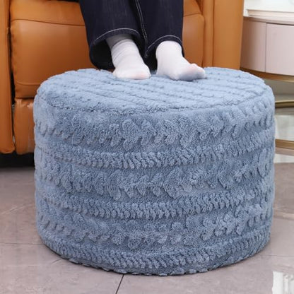 Asuprui Round Footstool Ottoman, Blue, 20x14 in,Floor Pouf Couch Footrest - color: Blue, size: 20"D x 20"W x 14"H