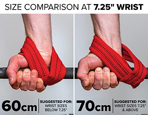 SERIOUS STEEL FITNESS Red Figure 8 Lifting Straps | Deadlift & Strongman Axle Straps - 3 Sizes - color: Red, size: (60 CM - Less than 7.25" Wrist)