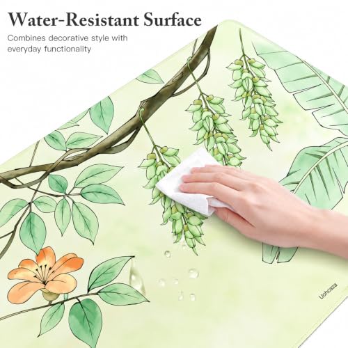 Floral Desk Mat Green Botanical Mouse Pad Extended Keyboard Pad35.4 x 15.7 - color: Aida