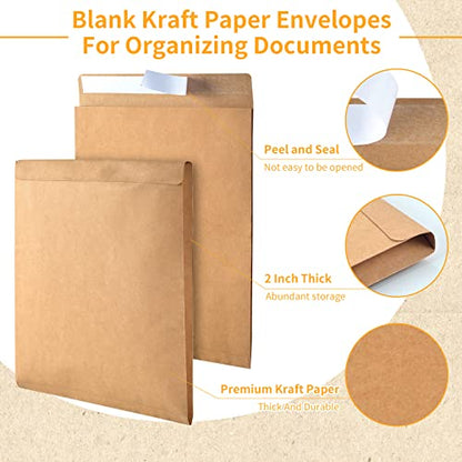 50 Pieces Expandable Envelopes 10x13x2 Large Kraft Envelopes 10x13 Catalog Envelopes Peel and Seal for Home Office Business Storage and Organizing (50)