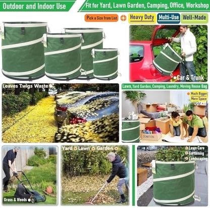 46-Gallon Collapsible Trash Can (22x28 in) Hard-Shell Bottom Yard Garden Bag,Big Leaf Bag,Yard Waste Bags,Debris Container,Pop-Up Recycling Bin,RV Camping Waste Bin,Laundry Hamper,Lawn Grass,Weeds Bag