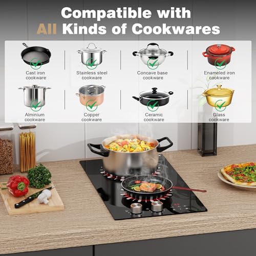Karinear 2 Burners Electric Cooktop, 12 Inch Electric Stove 110v Plug in - color: BlackSliver 12 inch