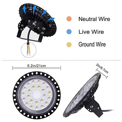 100W LED High Bay Light lamp Factory Warehouse Industrial Lighting 10000 Lumen 6000-6500K IP65 Warehouse LED Lights- Commercial Bay Lighting for Garage Factory Workshop Gym (100W 1) - size: 100W 1pcs