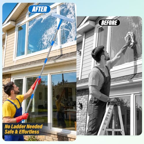 Window Cleaning Kit with Collapsible Bucket 4.2 Gallon for Home Outdoor