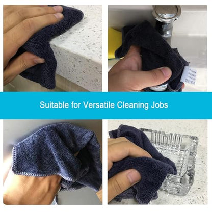 Premium 400 GSM Microfiber Cleaning Cloths, 12 Pack Ultra Absorbent Lint-Free Cleaning Rags & Towels for Car Detailing, Kitchen, Glass & Household Cleaning, Reusable Washable 12" x 12" - color: Grey