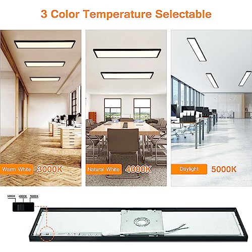 Black 1x4 LED Flat Panel Light Surface Mount 4-Pack, 100-277V - color: Black, size: 1x4-4 Pack
