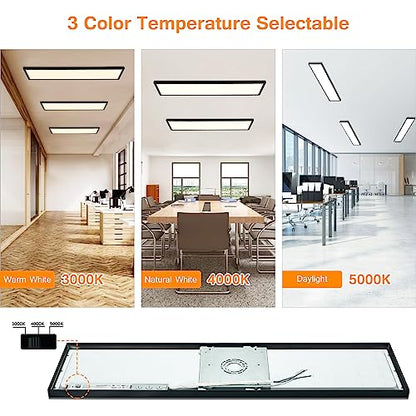 Black 1x4 LED Flat Panel Light Surface Mount 4-Pack, 100-277V - color: Black, size: 1x4-4 Pack