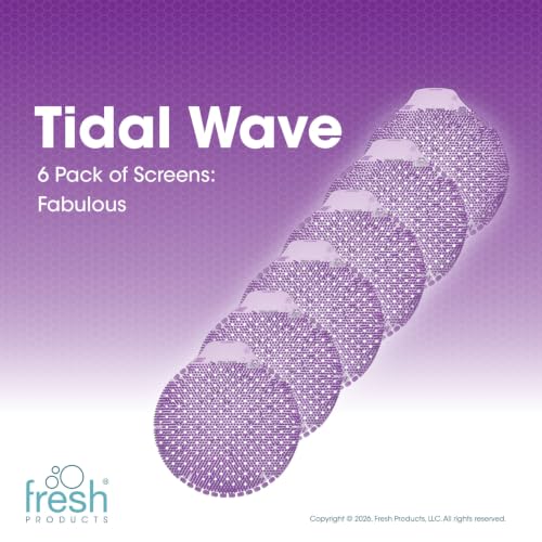 Fresh Products Tidal Wave Urinal Screen Reduce Urine Splash Easy Installation Freshens for 60 Days Long Lasting Fragrance Fabulous Purple Made in USA 6pk Urinal Screens