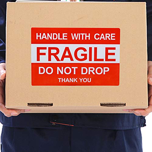 Hybsk 4x6 inch Do Not Drop Thank You Fragile Stickers Adhesive Label 100 Per Roll (4x6 inch) - size: 4x6 inch