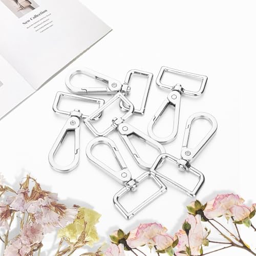 20 Pcs Metal D Ring Swivel Lobster Claw Clasp Snap Hooks Purse Hardware - color: Silver, size: 1 Inch