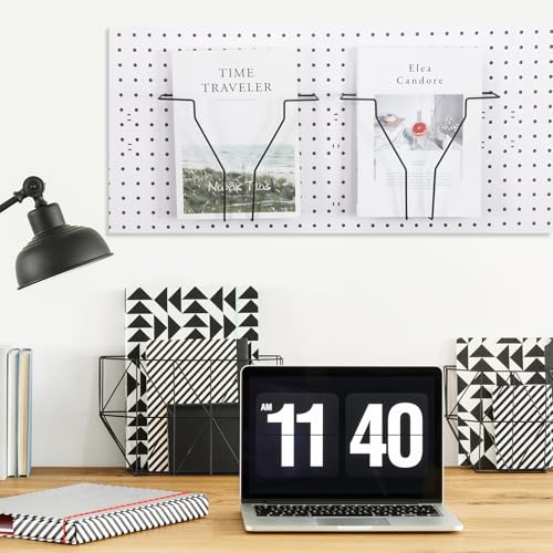 Wonderjune 4 Pcs Expandable Literature Display for Pegboard, Black - color: Black