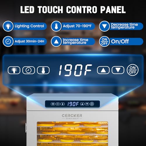Food-Dehydrator for Fruit 14 Trays Large Food Dryer for Beef Jerky 190ºF - size: 14 trays