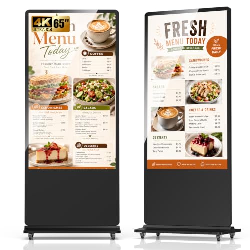 Non-Touch Digital Signage Display, 65 Inch Digital Display Board with HDMI Input, USB Plug-and-Play, Split Screen, Scheduled Power On/Off for Retail, Mall, Front Desk, Advertising - size: 65inch