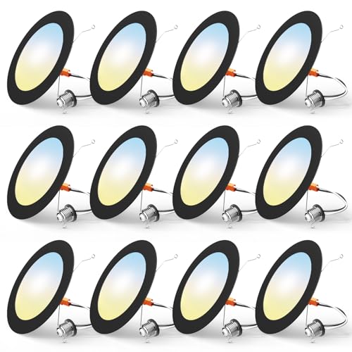 FREELICHT 12 Pack Retrofit LED Recessed Lighting 6 Inch, 5CCT, Black - color: Black, size: 6 Inch