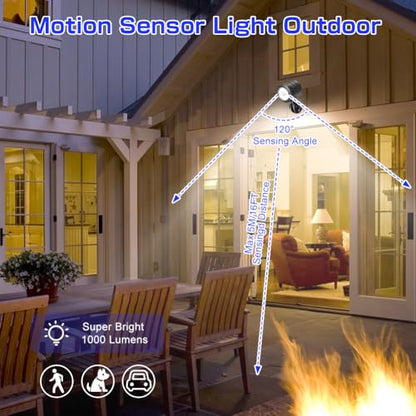 Motion Sensor Outdoor Lights, 1000LM Ultra Bright Wireless Sensor Light with Remote Control, IP65 Waterproof Motion Detector Security Light for Outside, Front Door, Yard, Garage, Stair