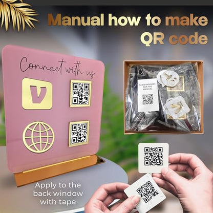 Skywin QR Code Sign for Business, Cash App QR Code Sign Stand - Pink - color: Pink
