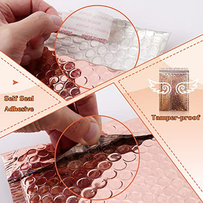 30 Pcs Holographic Bubble Mailers,Poly Padded Envelopes,11 X 7 Inch - color: Rose Gold
