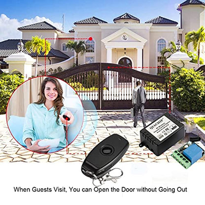 QIACHIP DC 12V 1CH 433Mhz RF Wireless Relay Remote Control Light Momentary Switch Transmitter with Receiver (1 Relay) - color: KR1201B_1