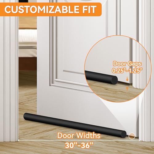 2 Pack Under Door Draft Stopper for Bottom of Door, Adjustable 30-36 Inch