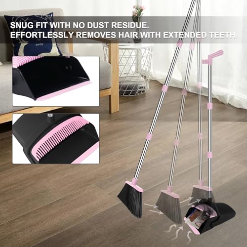 Pink Broom and Dustpan Combo Set, 51" Long Handle Broom - color: Pink
