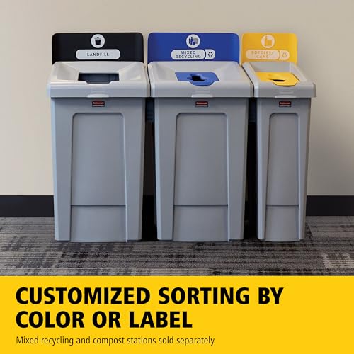 Rubbermaid Commercial Products Slim Jim Recycling Station, Mixed, 33 Gal - size: 33G