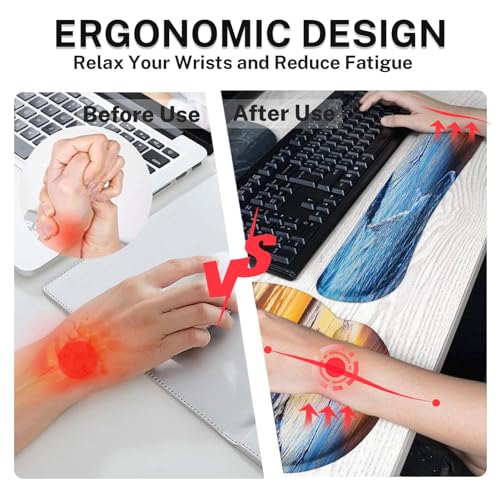 Arttown Keyboard Mouse Pad Set, 4 in 1 Desk Mat Set Ocean Beach Sunset - color: Beach Sunset