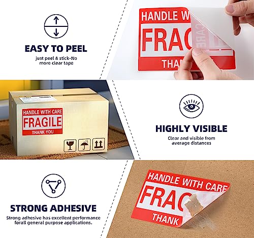 4 x 6 Inch Fragile Stickers Handle with Care 500 Permanent Adhesive Fragile Stickers for Shipping Moving Glass Fragile Labels (1 Roll, 500 Labels) - size: 4" x 6", style: 1 Roll - 500 PCS