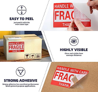 4 x 6 Inch Fragile Stickers Handle with Care 500 Permanent Adhesive Fragile Stickers for Shipping Moving Glass Fragile Labels (1 Roll, 500 Labels) - size: 4" x 6", style: 1 Roll - 500 PCS