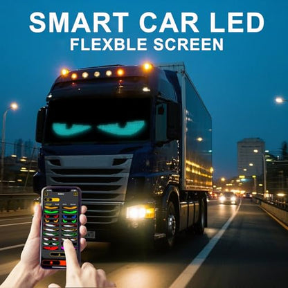 Windshield Eyes Animated LED Decor - Lightride 24x5 Inch Black Flexible LED Panel for Cars, Trucks, and SUVs, Programmable Eye Lights,Commercial signs