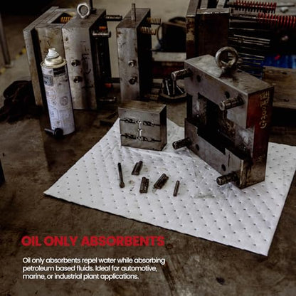 Oil Absorbent Pads Roll, Oil-Only Spill Mat, White, 16"x20", 100 Pcs - color: 100pack 3mm Thickened/Oil Only rolls(16"x20")