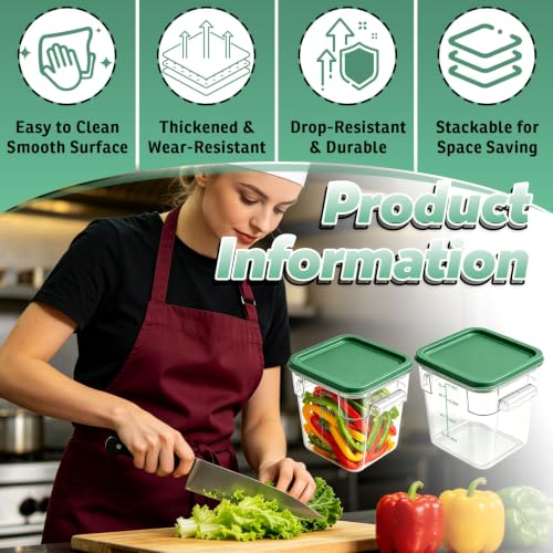 2 Pack 8QT Commercial Clear Food Storage Containers with Lid, NSF - color: Green, size: 8Qt-2 Pack