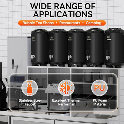 Commercial 2-Gallon Beverage Dispenser with Temperature Display, Black - color: Black, size: Standard Model